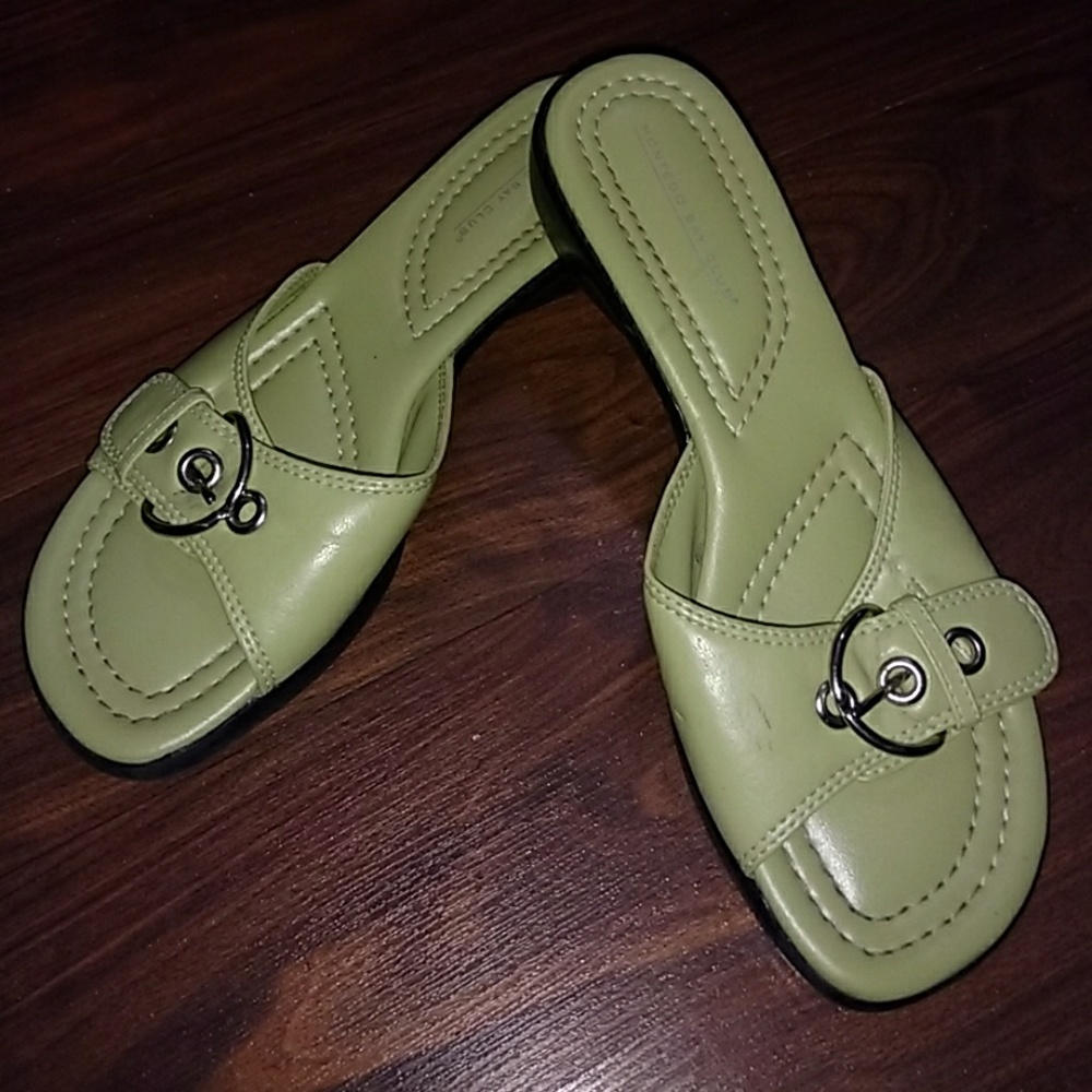 Bright green slides.